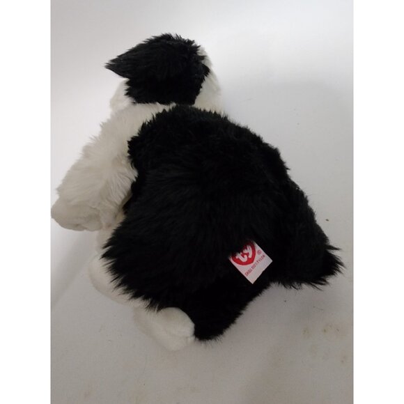 TY Beanie Buddy "Poofie" Black & White Sheep Dog 2002 Missing Bow - Picture 5 of 7